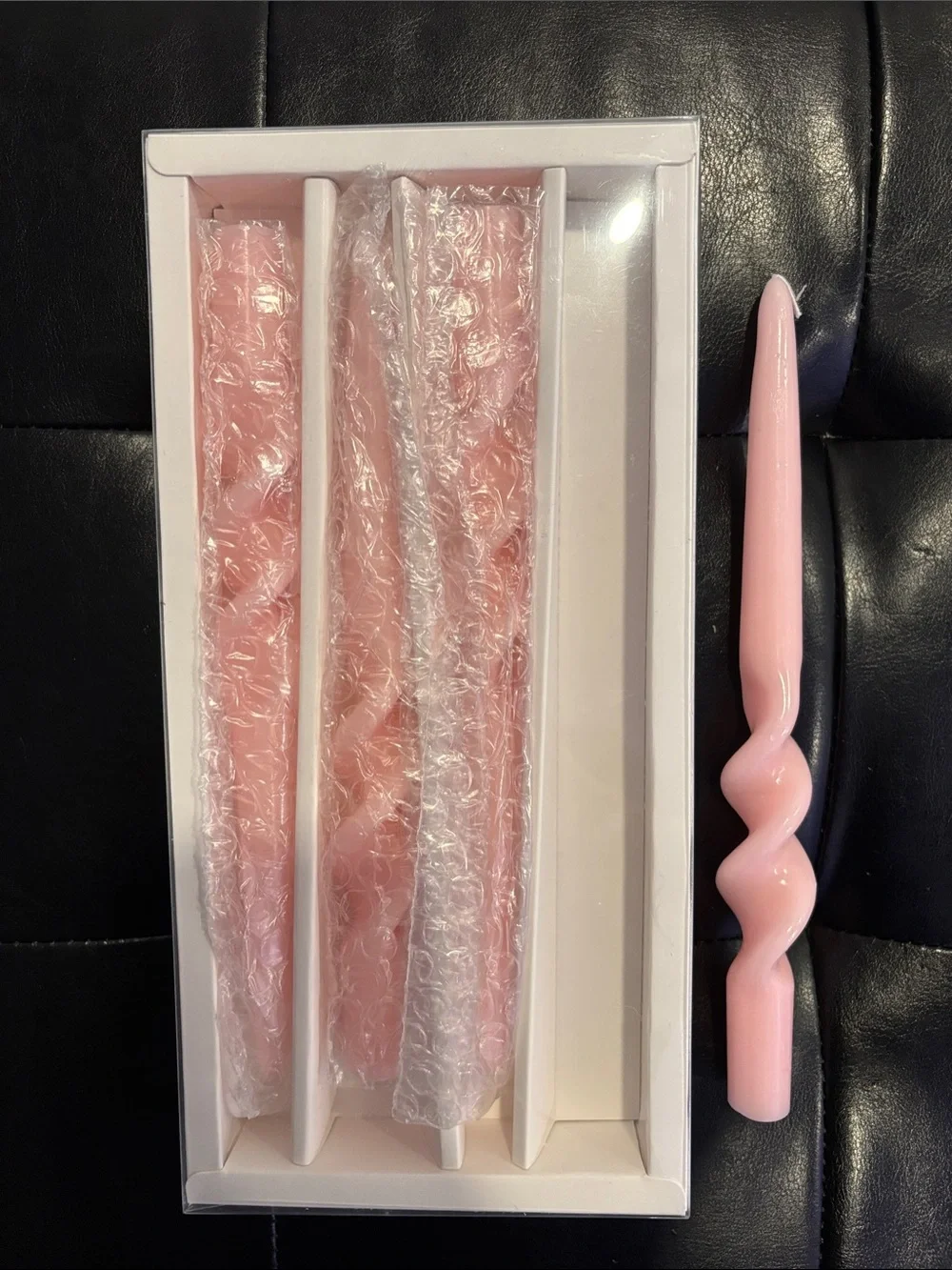 Pink Twisted Taper Party Candles - Set of 4